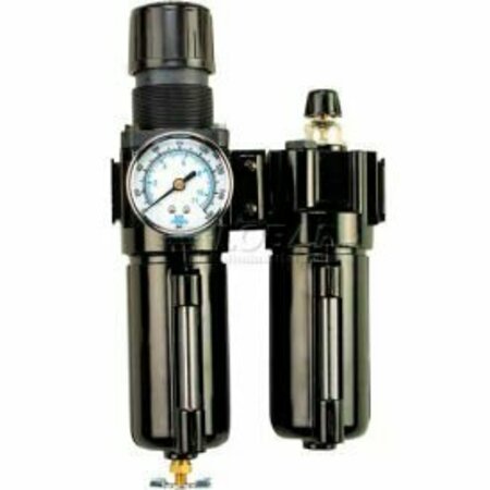 ARROW PNEUMATICS Arrow 1/4" Modular F/R & Lubricator W/End Ports C70352W, Gauge, Metal Bowl W/Sight, Manual C70352W